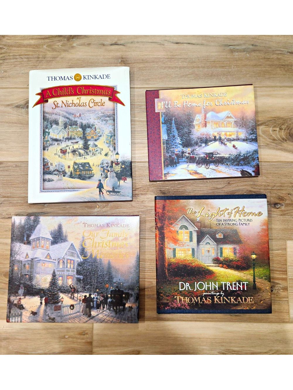 4 Thomas Kinkade Books - 3 Christmas Related, 1 Light Of Home By Dr. John Trent